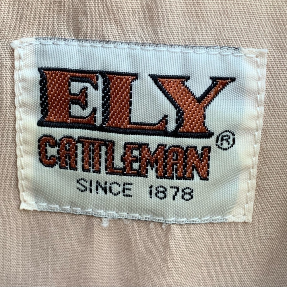 Vintage Ely Embroidered Steer Skull Western Cowboy Black Snap Button Shirt - Picture 3 of 5